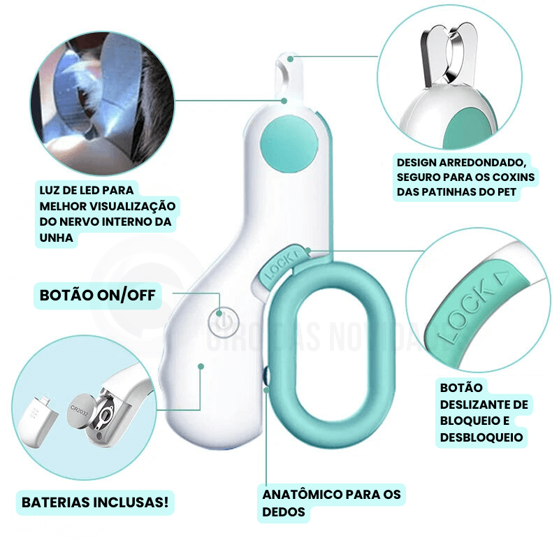 PetsNail - Cortador de Unhas com Led de Segurança para Pets